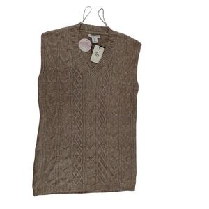 Sincerely Jules Sleeveless Cable Knit Sweater Vest‎  Womens Size XS Beige